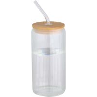 Mirage 500 ml single-walled borosilicate glass jar with bamboo lid