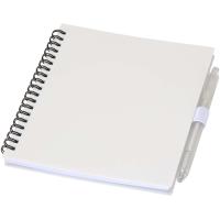 Niove recycled plastic soft cover notebook and ballpoint pen set (blue ink)