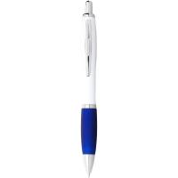Nash ballpoint pen with white barrel and coloured grip (black ink)