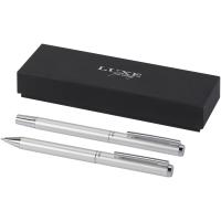 Lucetto recycled aluminium ballpoint and rollerball pen gift set (black ink)