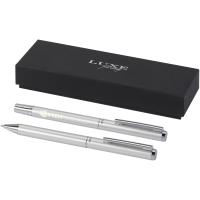 Lucetto recycled aluminium ballpoint and rollerball pen gift set (black ink)