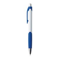 Plastic ball pen with rubber grip zone