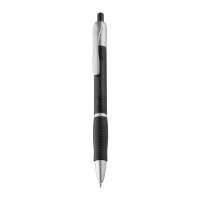 Frosted plastic ball pen with rubber grip zone