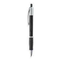 Frosted plastic ball pen with rubber grip zone