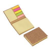 Sticky marker and sticky note book in a cork envel