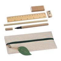 Writing set with ruler, eraser, sharpener, pencil