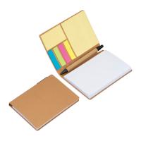 Notebook with pen and sticky notes