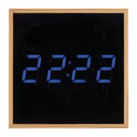 Desk clock with black display and blue LED display