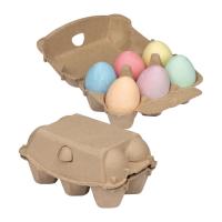 Chalk eggs in cardboard box