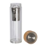 Glass bottle with bamboo lid and 420 ml capacity