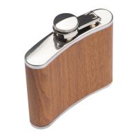 Stainless steel hip flask with wooden coating