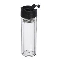 Double wall glass bottle, leakproof, 400 ml