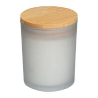Candle in frosted glass with bamboo lid