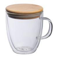 Double-walled glass with handle and 350 ml filling