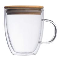 Double-walled glass with handle and 350 ml filling