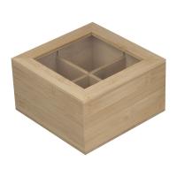 Wooden tea box with glass lid