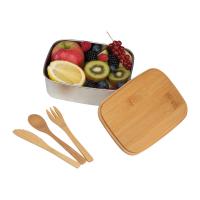 Spacious stainless steel lunchbox with bamboo lid