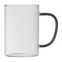Glass mug with coloured handle