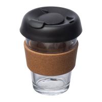 Glass mug with leak proof lid, 350 ml