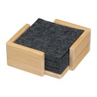 10 felt coasters in bamboo stand