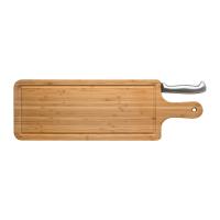 Bamboo chopping board with knife