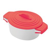 Porcelain pot with siliconee lid
