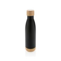 Vacuum stainless steel bottle with bamboo lid and bottom
